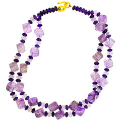 Glittering Amethysts and Rose of France Necklace