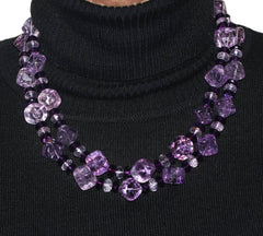 Glittering Amethysts and Rose of France Necklace