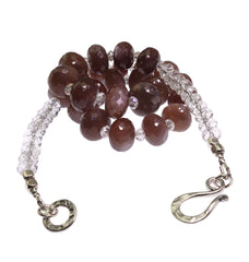 Glittering Chocolate Moonstone and Crystal Necklace