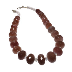 Glittering Chocolate Moonstone and Crystal Necklace