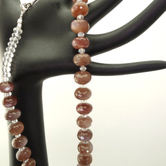 Glittering Chocolate Moonstone and Crystal Necklace